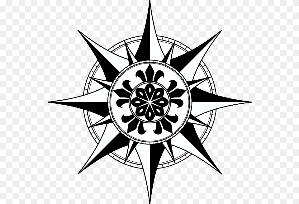 Cool Compass Rose Designs Fantasy Compass Rose, Animal, Fish, Sea Life, Shark Free Png Download