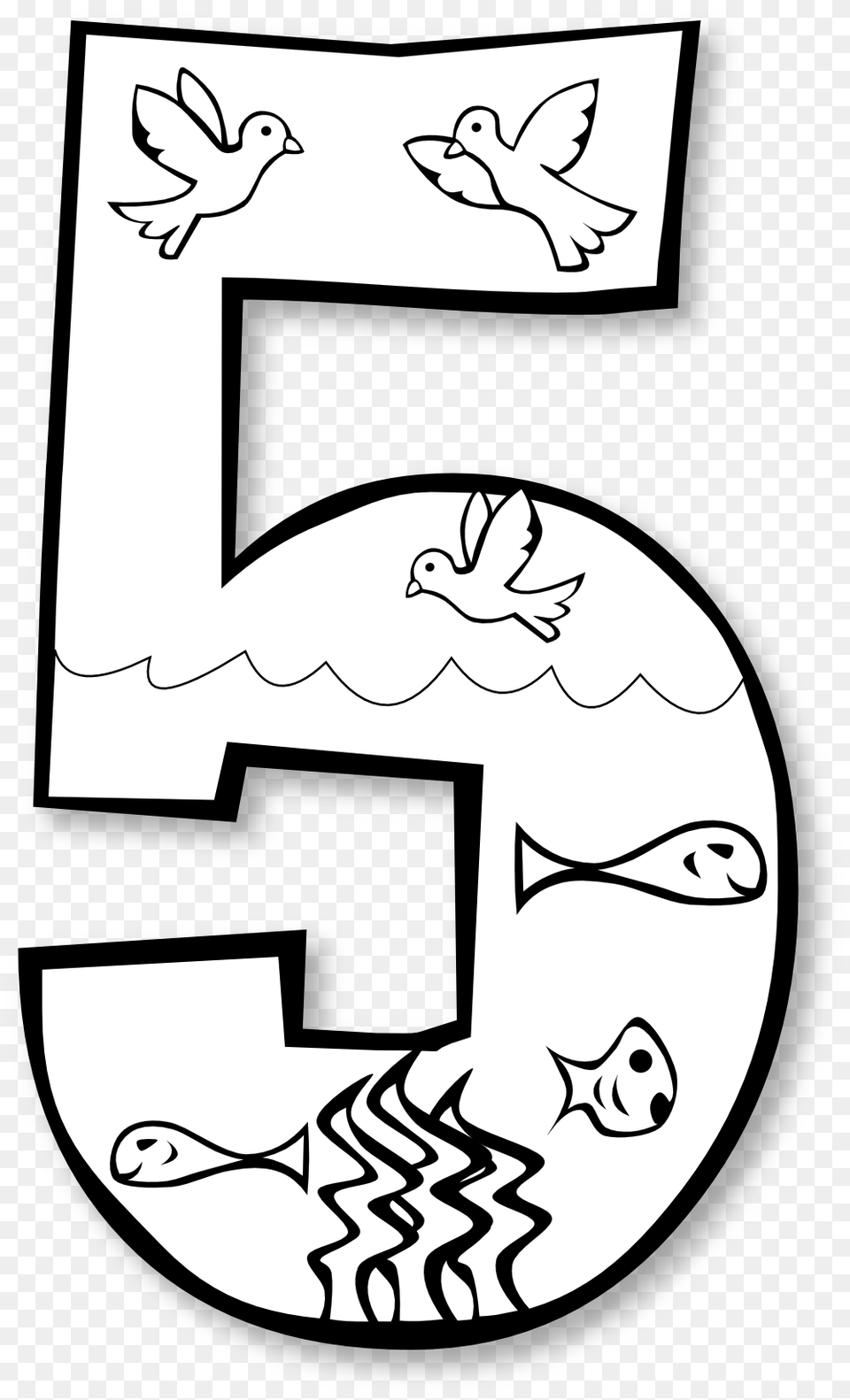 Cool Creation Day Number Ge Black White Line Art Scalable, Symbol, Text, Animal, Bird Free Transparent Png
