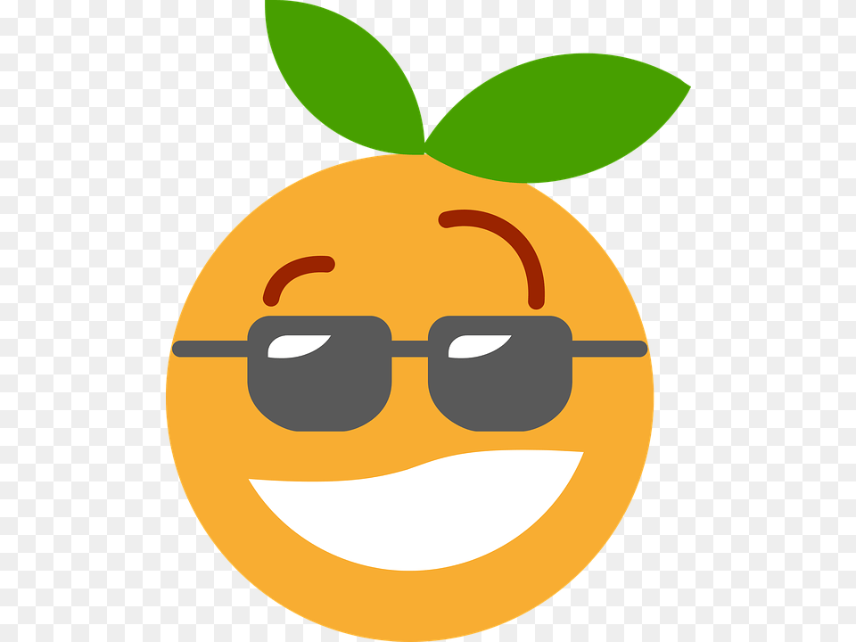 Cool Emoji Orange Cartoon, Food, Fruit, Plant, Produce Png Image