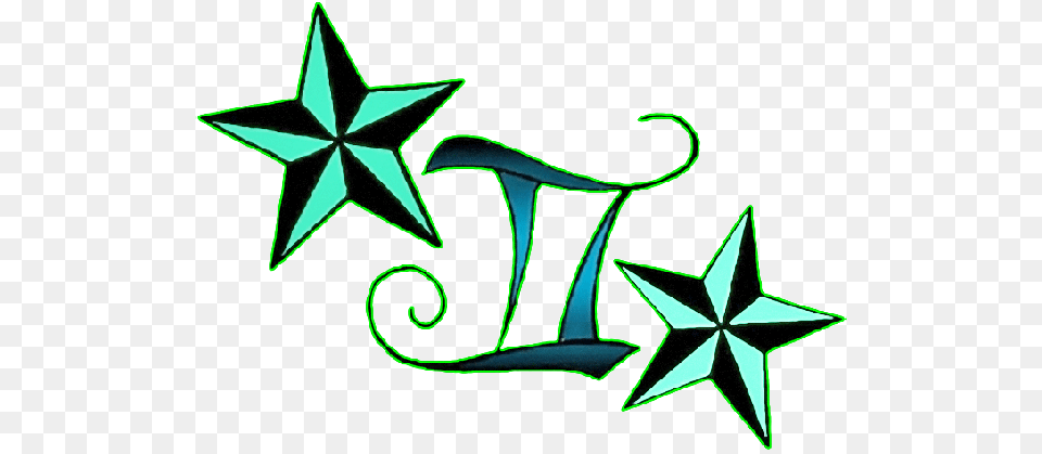 Cool Gemini Zodiac Sign With Nautical Stars Tattoo Nautical Star, Star Symbol, Symbol, Animal, Fish Free Png