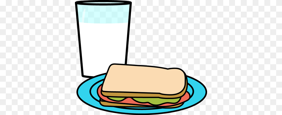 Cool Glass Of Milk Clipart Glass Of Milk And Sandwich Cartoon Sandwich On Plate, Food, Meal, Lunch, Beverage Free Transparent Png