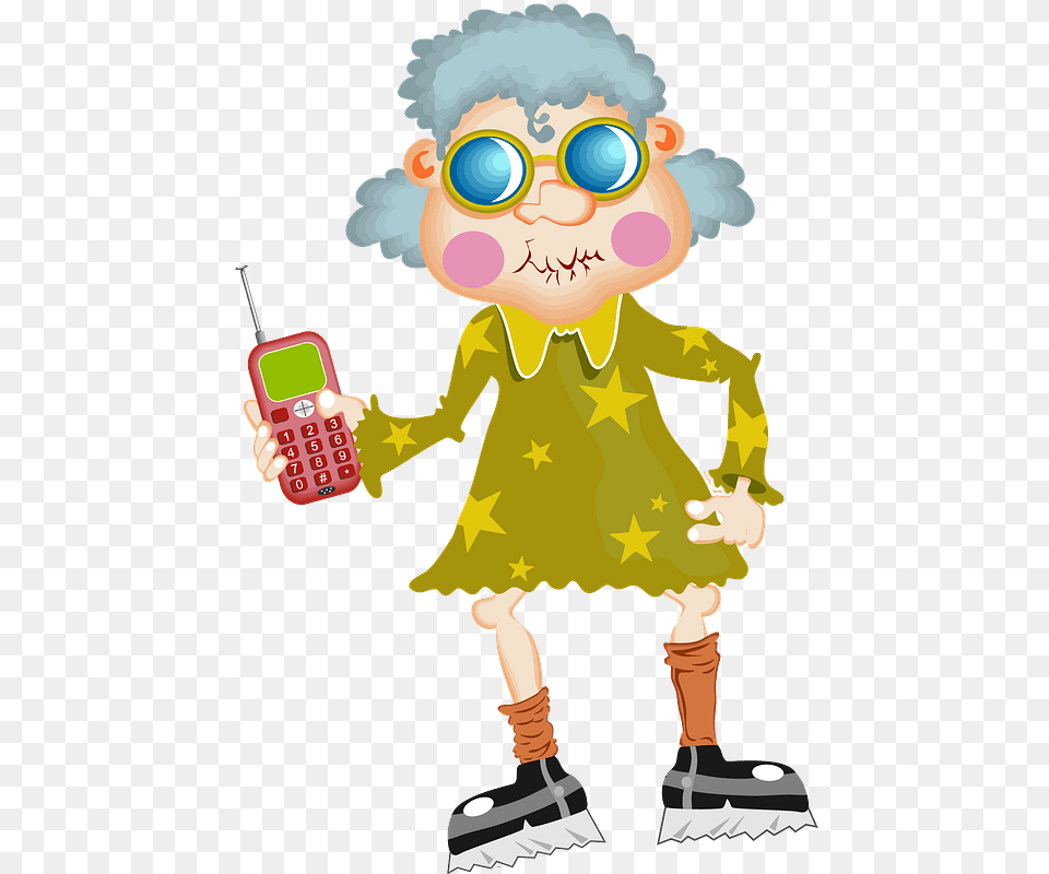 Cool Grandma With A Cellphone Clipart, Baby, Person, Electronics, Face Free Png