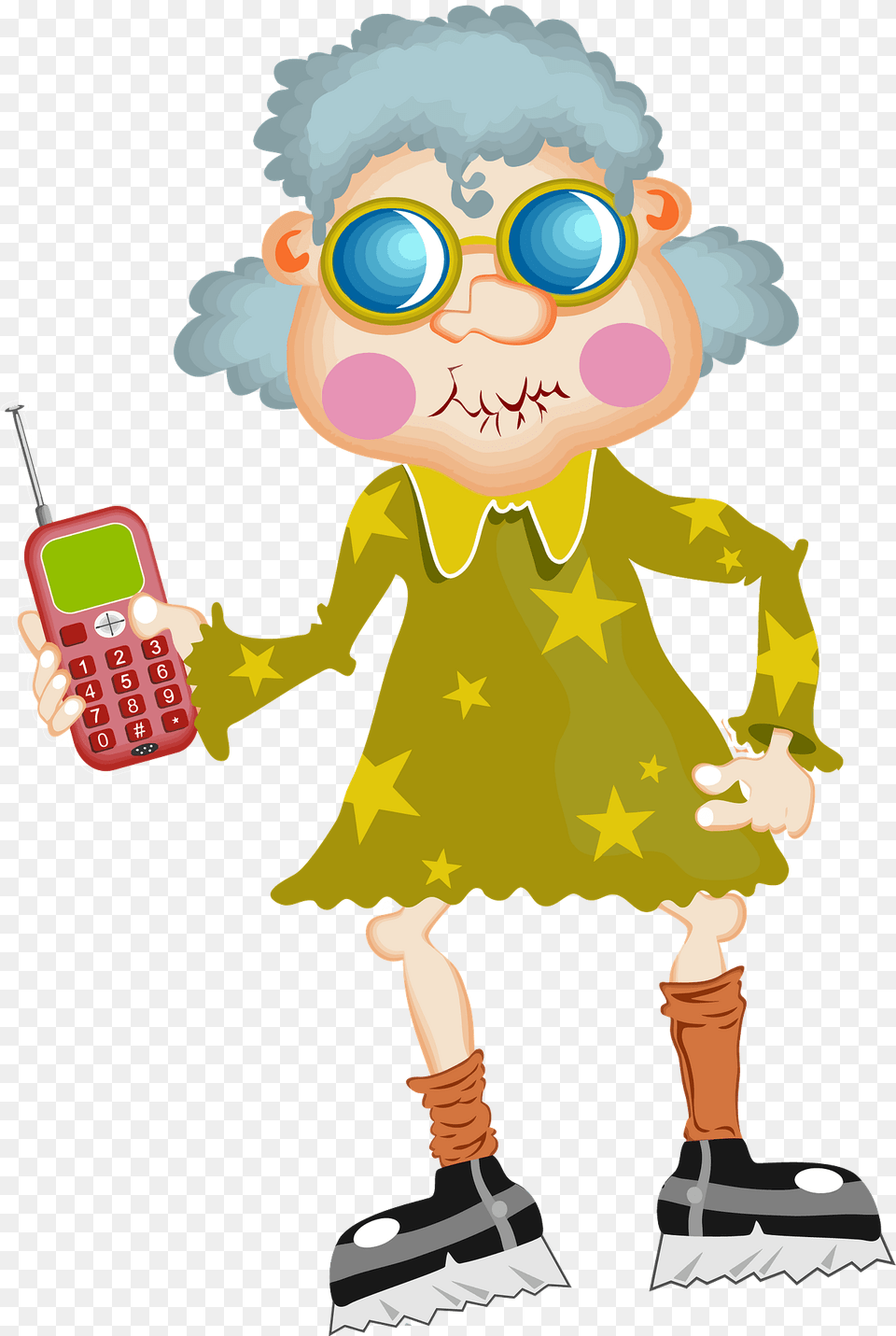Cool Grandma With A Cellphone Clipart Old Lady Playing Cell Phone Clipart, Baby, Person, Electronics, Face Png