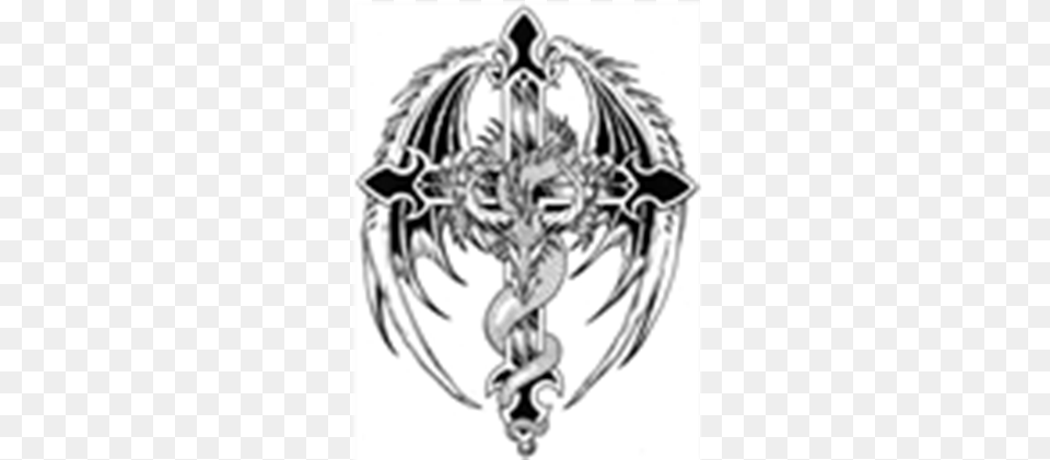 Cool Images Of Cross Tattoos Cross Tattoos Designs Dragon Cross Tattoo, Emblem, Symbol Free Png