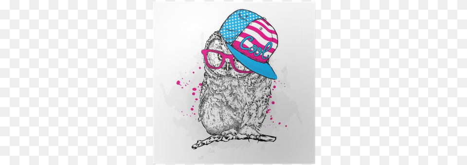 Cool Owl With Glasses And A Cap Coole Eule, Art, Clothing, Doodle, Drawing Free Png Download