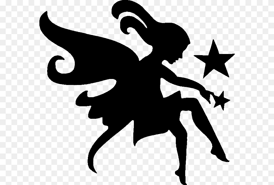 Cool Silhouette Fairy With Stars Tattoo Stencil Fairy Stencil, Gray Free Png