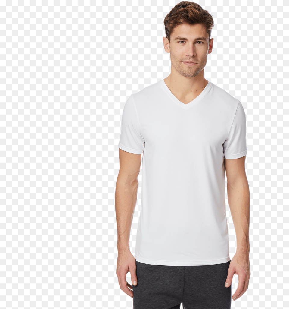 Cool Solid Vneck Tee Shirt T Shirt, T-shirt, Clothing, Person, Man Free Transparent Png