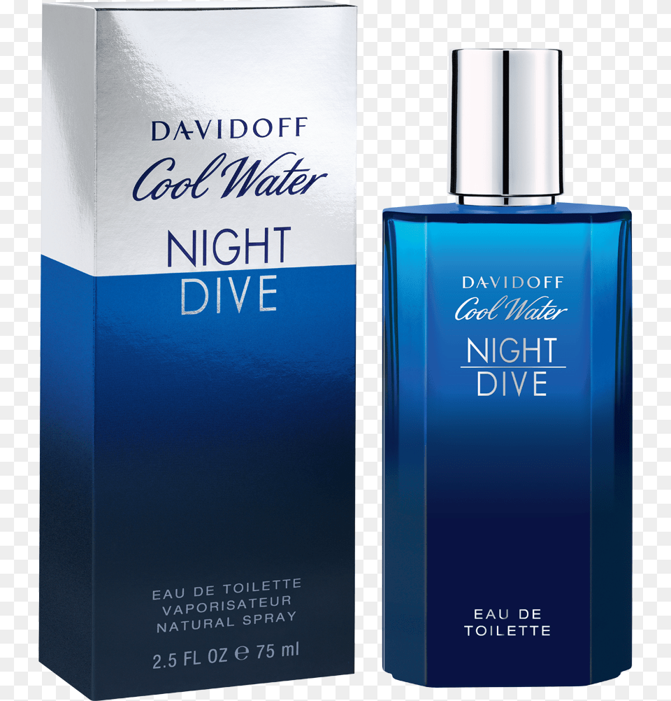 Cool Water Davidoff Night Dive, Bottle, Cosmetics, Perfume, Aftershave Free Transparent Png