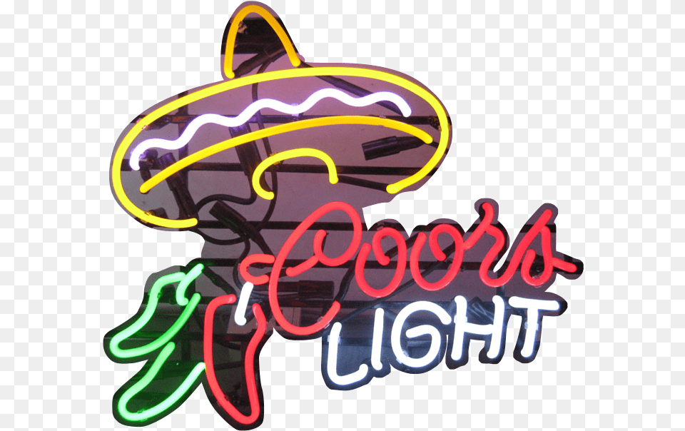 Coors Light Mexican Neon Sign Illustration Full Size Logo, Clothing, Hat, Sombrero, Machine Free Png Download
