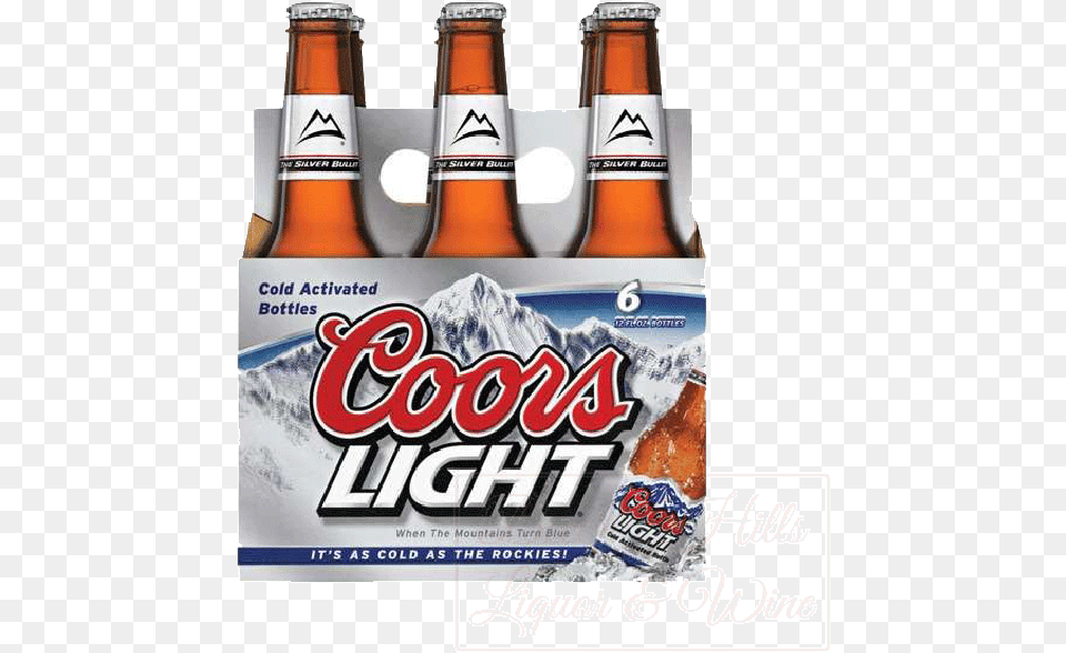 Coors Light Six Pack Chilled Bottles Coors Light Alcohol Free, Beer, Beer Bottle, Beverage, Bottle Png