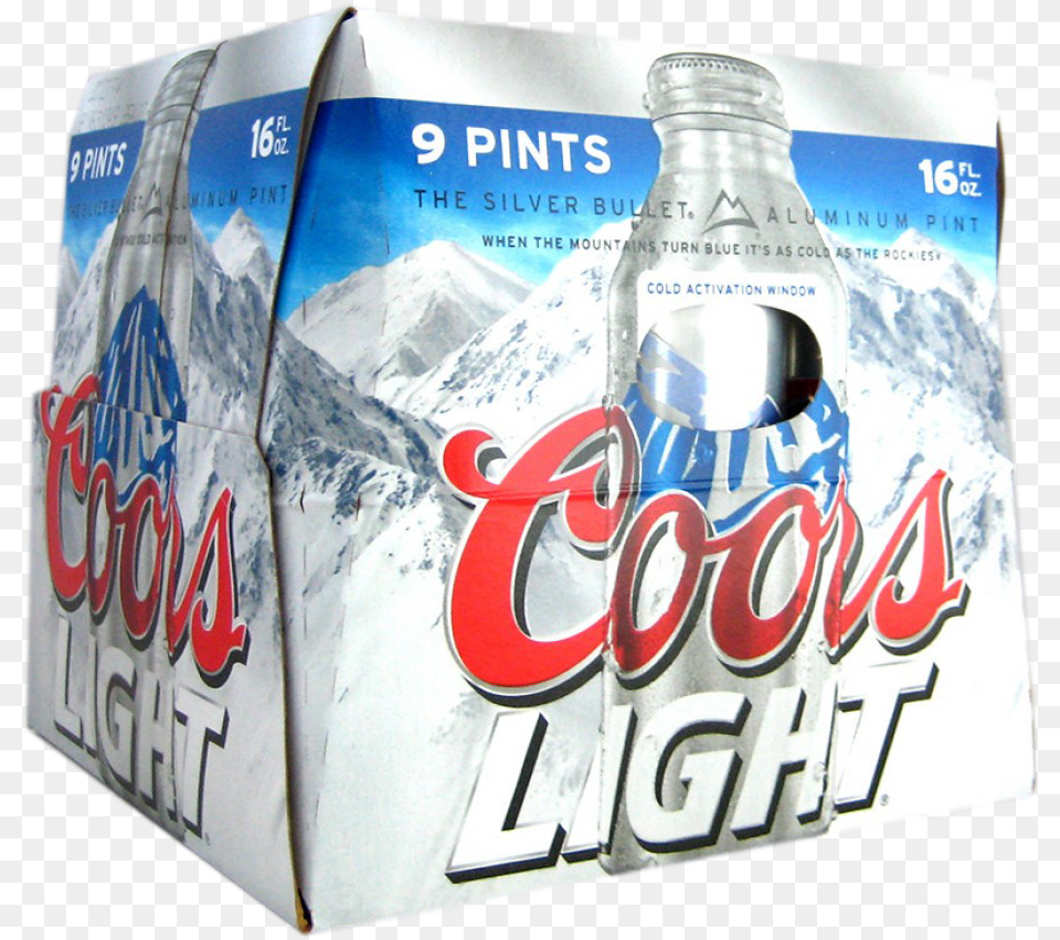 Coors Lt 16oz Alum 9pk 16oz Beer Coors Light, Bottle, Beverage, Soda, Box Free Png Download