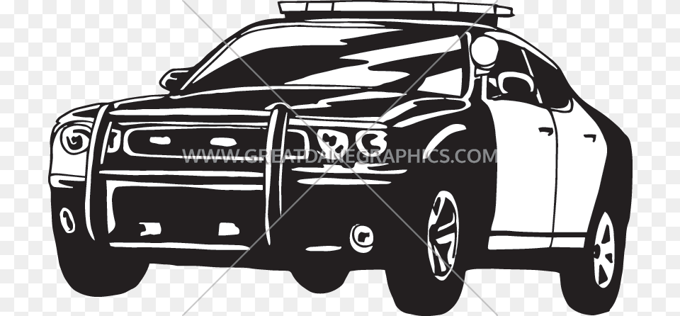 Cop Car Black And White Illustration Cop Car Black And White Illustration, Wheel, Machine, Vehicle, Transportation Free Png Download