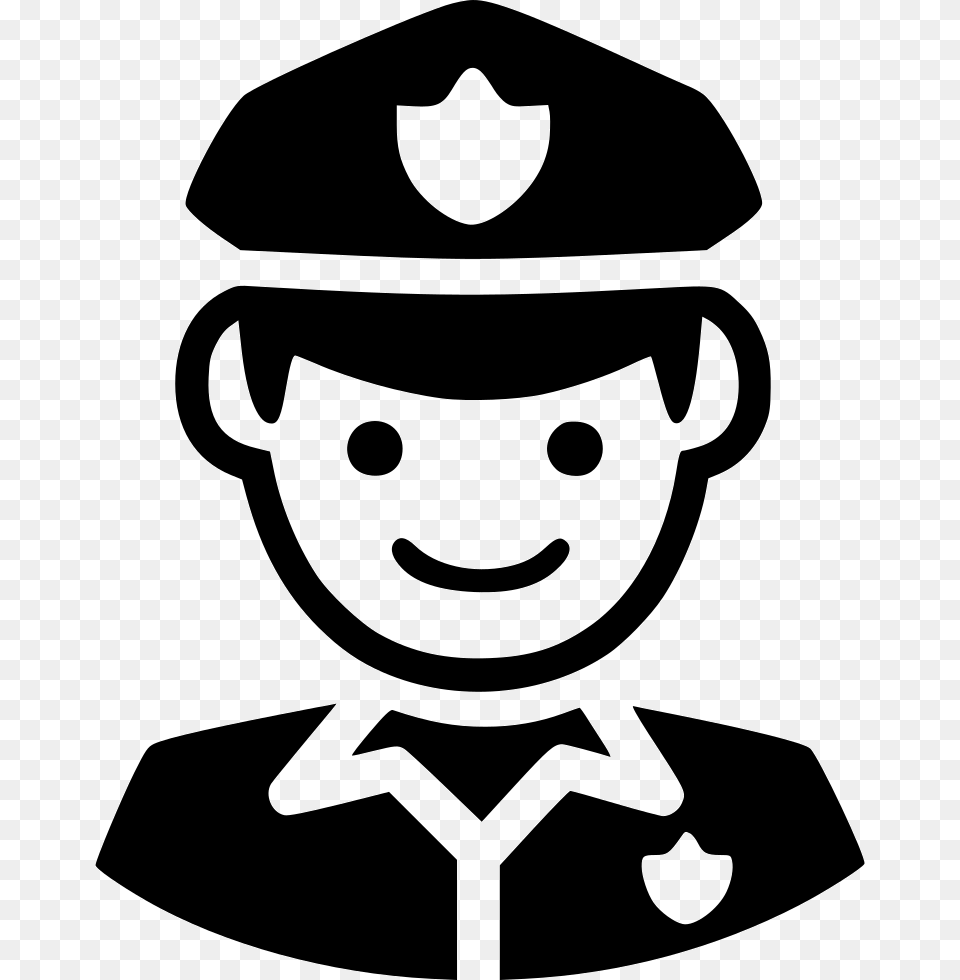 Cop Security Guard Clipart Black And White, Stencil, Face, Head, Person Free Png