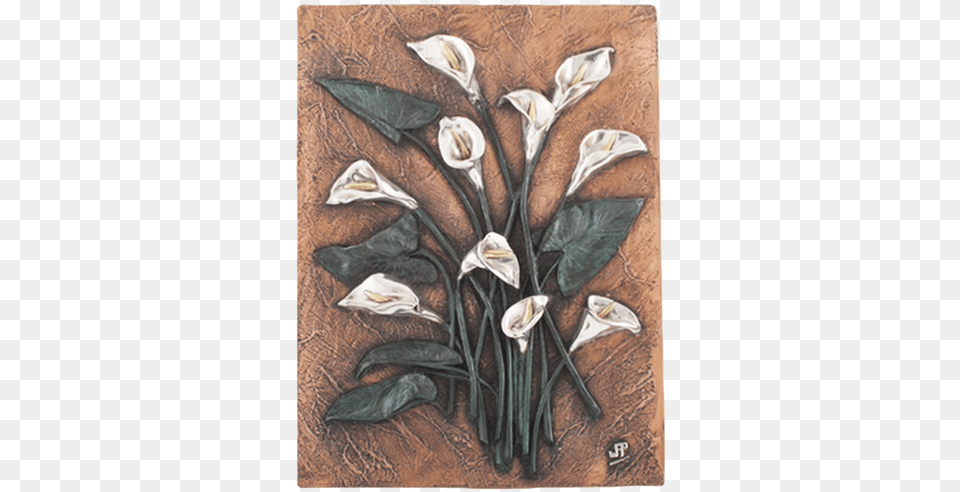 Copper U0026 Silver Calla Lilies Relief Du0027argenta Home Decor Lovely, Flower, Plant, Art, Painting Png Image