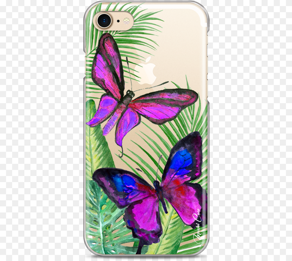 Coque Iphone 78 Fuchsia Watercolor Butterflies Iphone, Purple, Art, Animal, Bird Png