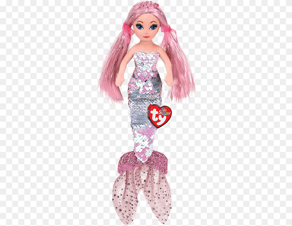 Cora Sequin Pink Mermaid Ty Cora Mermaid, Doll, Toy, Person Png Image
