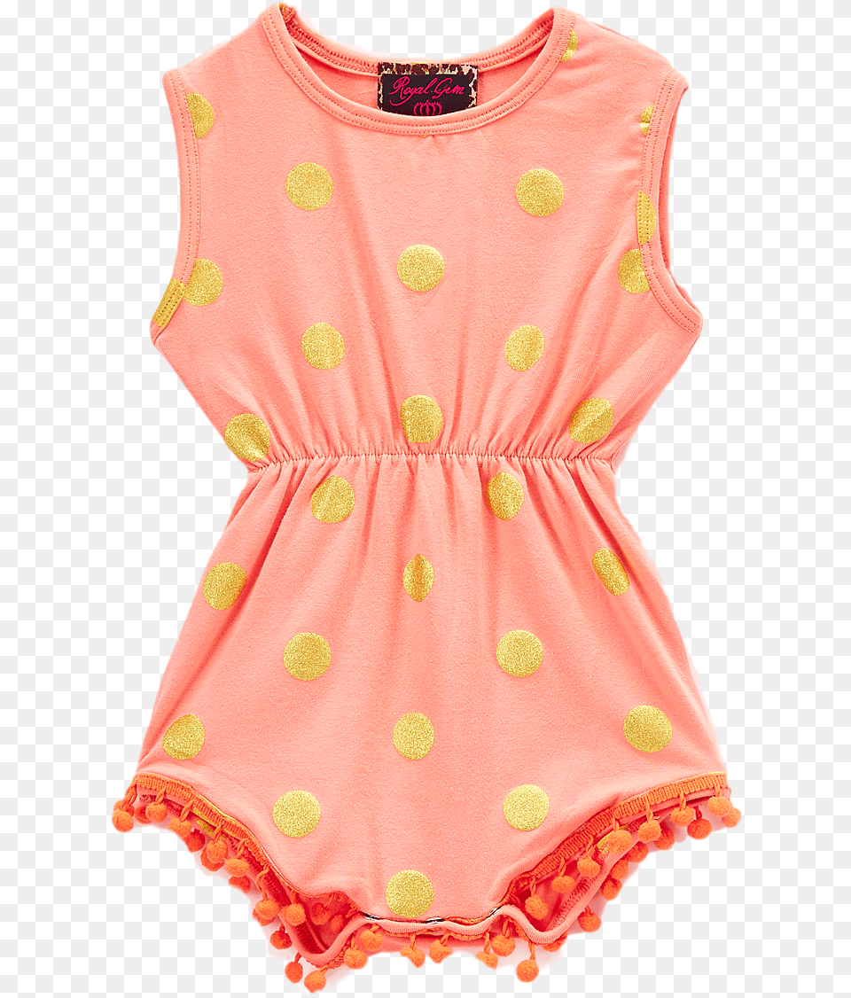 Coral And Gold Dot Pom Pom Romper Pattern, Blouse, Clothing, Dress Free Transparent Png