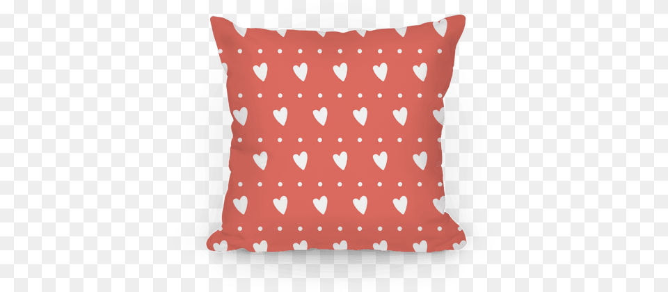 Coral Hearts And Dots Pattern Pillow Cushion, Home Decor, Diaper Free Transparent Png