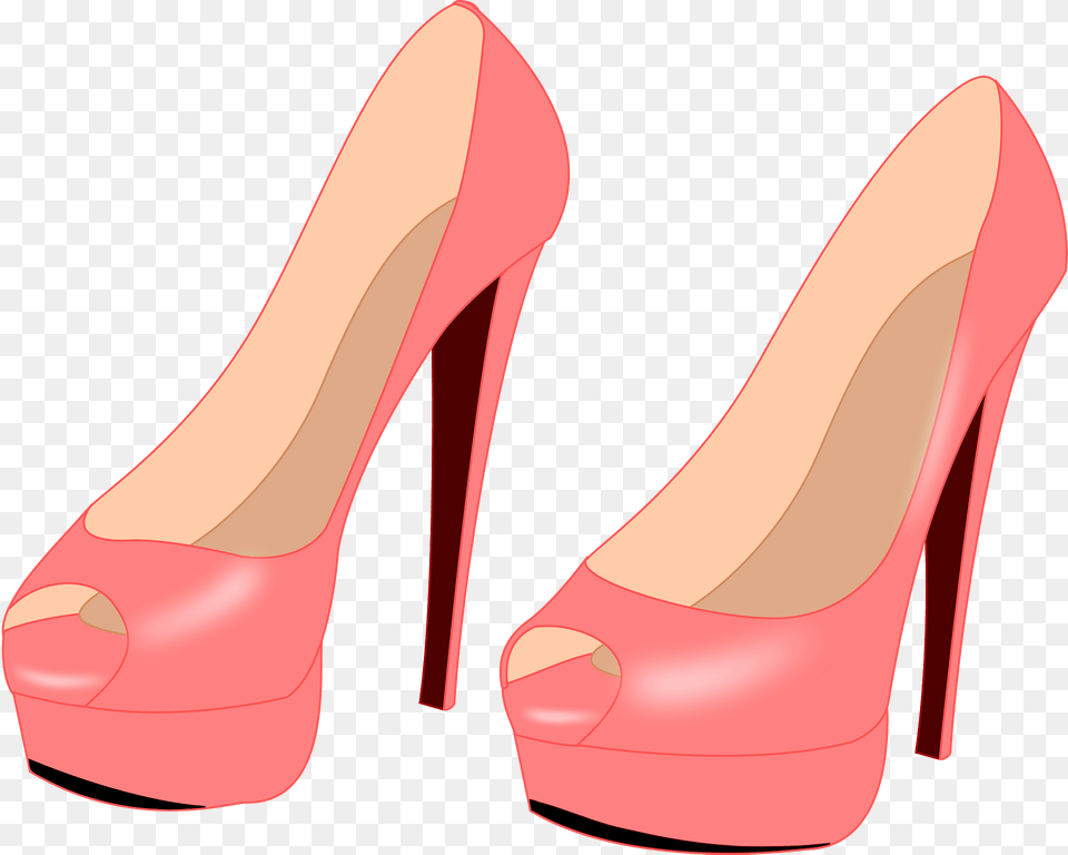 Coral High Heeled Shoes Clipart, Clothing, Footwear, High Heel, Shoe Free Png Download