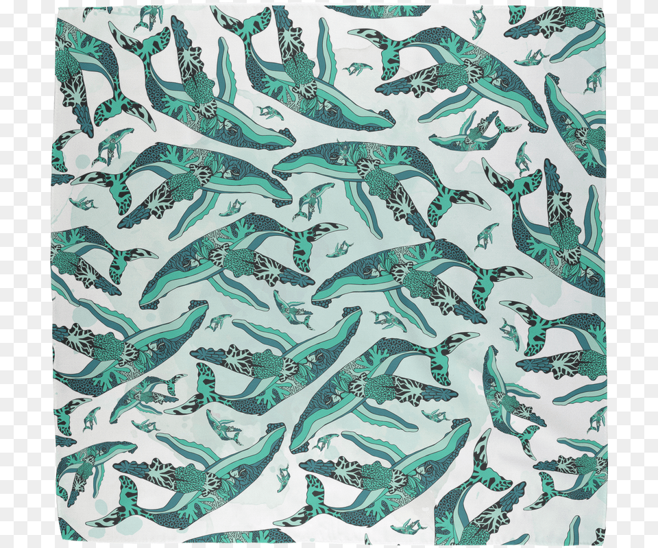 Coral Reef Pattern Humpback Whale Sublimation Bandana Coral, Animal, Bird, Home Decor, Sea Life Free Png