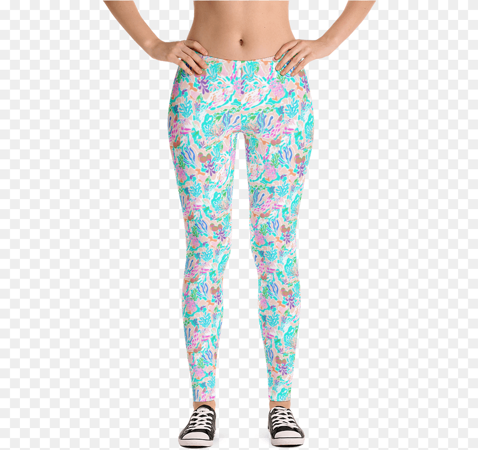 Coral Reef Turquoise Leggings Happy Double Hooded Pied Frenchie Capri Leggings, Clothing, Hosiery, Pants, Tights Free Transparent Png