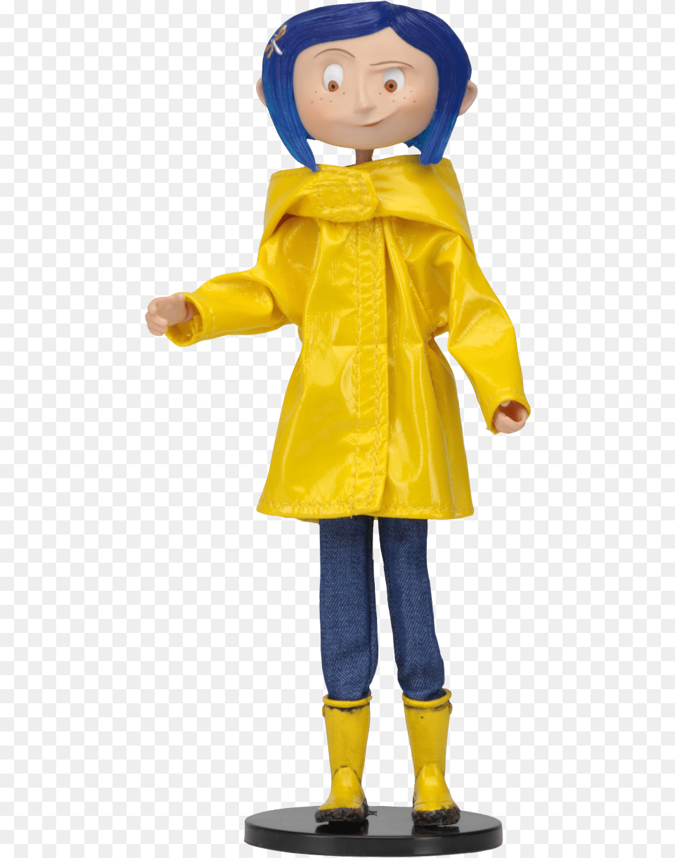 Coraline In Rain Coat 7 Bendable Doll Disfraz De Coraline Y La Puerta Secreta, Clothing, Toy, Raincoat, Face Free Png Download