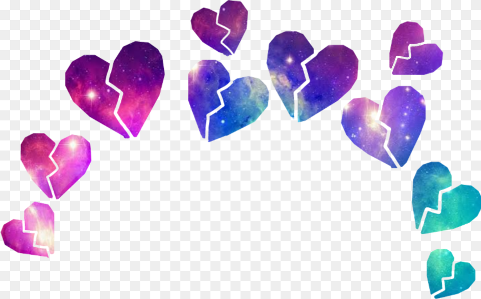 Corazones Hearts Galaxia Galaxy Universo Corona Black Heart Crown, Purple, Crystal, Symbol, Accessories Free Png Download