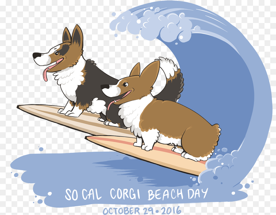 Corgi Beach Day Cartoon, Animal, Canine, Mammal, Outdoors Free Png Download