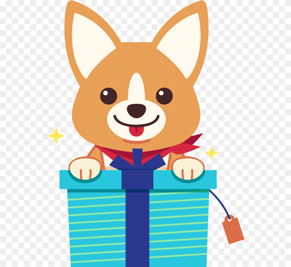 Corgi With A Gift Cartoon Corgi, Animal, Bear, Mammal, Wildlife Png