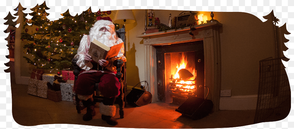 Cork North Pole Experience Santa Claus, Fireplace, Indoors, Adult, Female Png Image