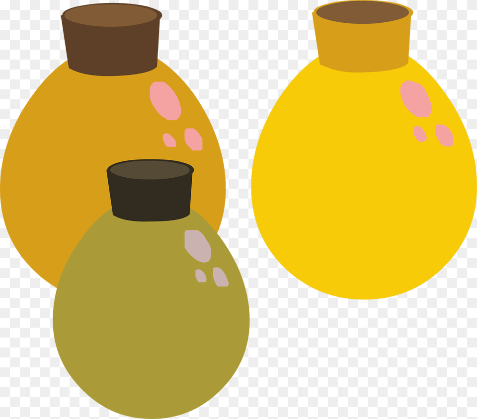 Corked Yellow Flasks Clipart, Bottle, Jar, Pottery, Vase Free Png Download