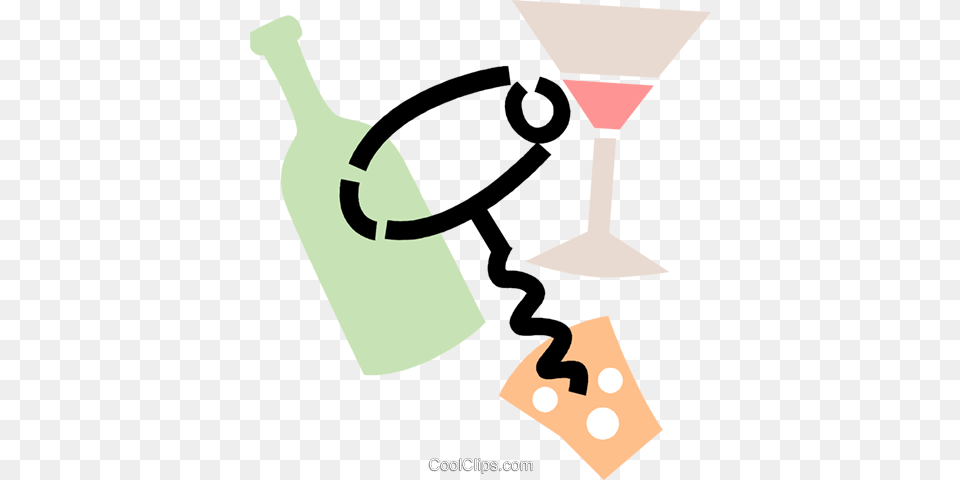 Corkscrew With Wine Bottle Royalty Vector Clip Art, Alcohol, Beverage, Cocktail, Glass Free Png Download