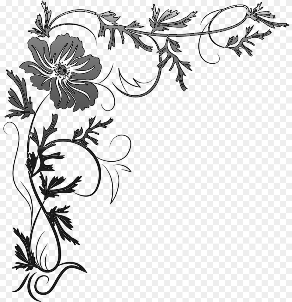 Corner Borders Flower Desen, Art, Floral Design, Graphics, Pattern Png