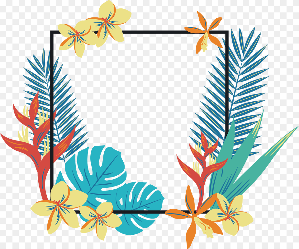 Corner Clipart Geometric Tropical Border, Art, Floral Design, Graphics, Leaf Free Png Download