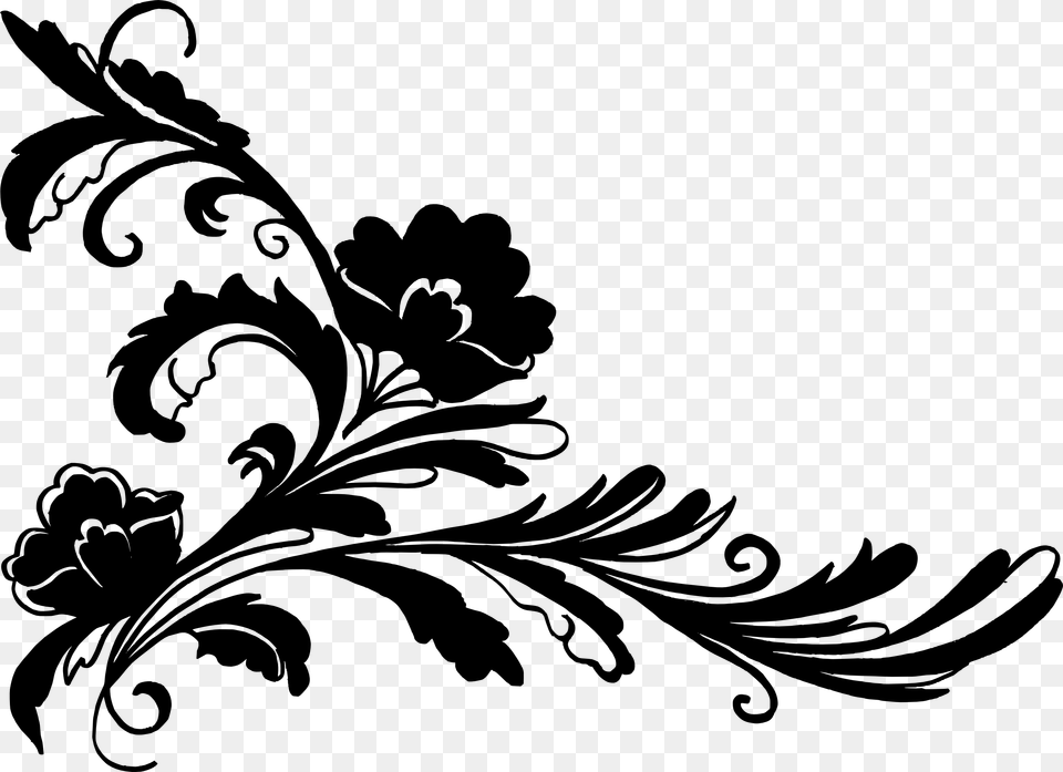 Corner Floral Clip Art, Floral Design, Graphics, Pattern, Stencil Png Image