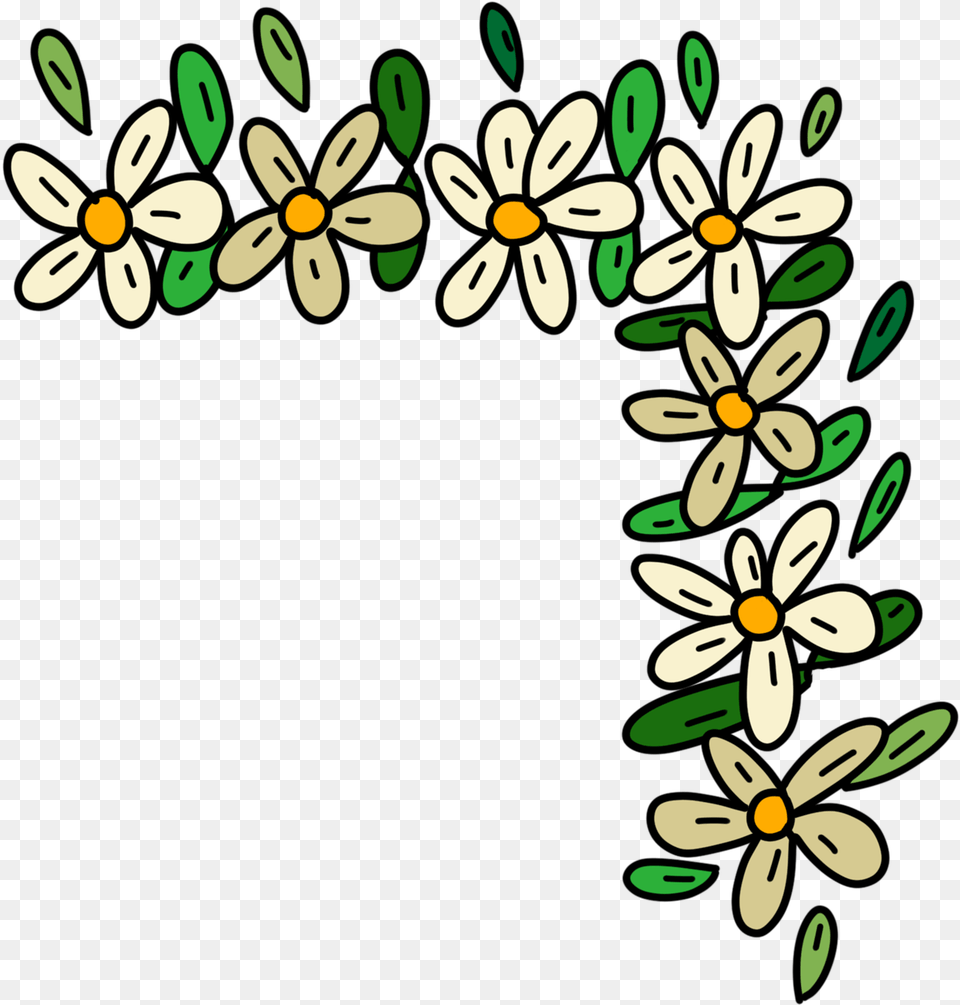 Corner Flowers Daisies Garland, Art, Floral Design, Graphics, Pattern Png