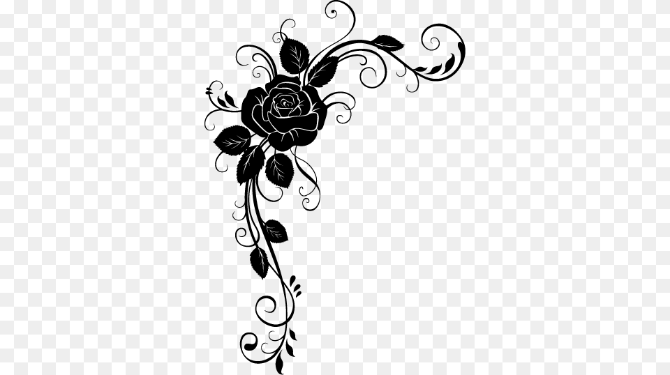 Corner Of Rose Supperb Temporary Tattoos Tribal Black Roses, Art, Floral Design, Graphics, Pattern Png