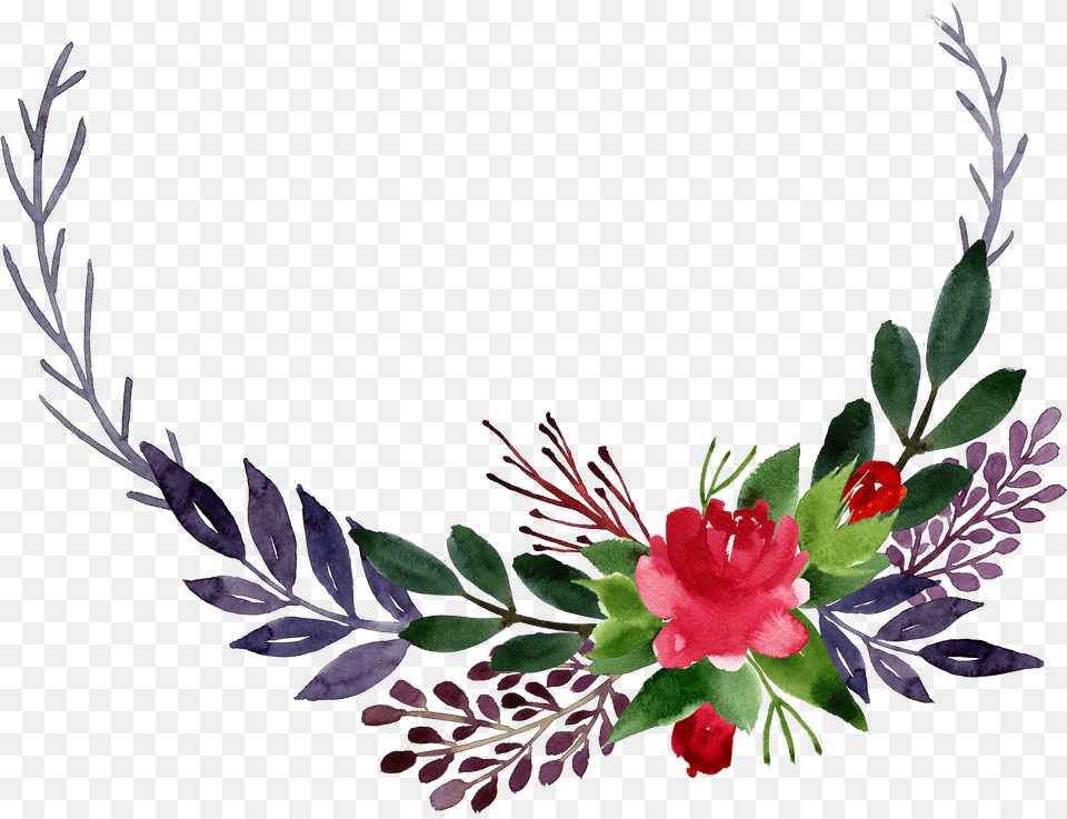 Corner Transparent Watercolor Floral Flowers And Leaves Clipart, Art, Plant, Pattern, Graphics Png Image
