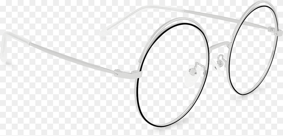 Corner View Of Slayer Round Glasses Made From Silver Circle, Accessories, Smoke Pipe Png Image