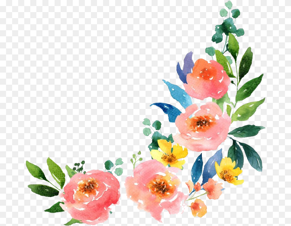 Corner Watercolor Flower, Art, Floral Design, Graphics, Pattern Png Image