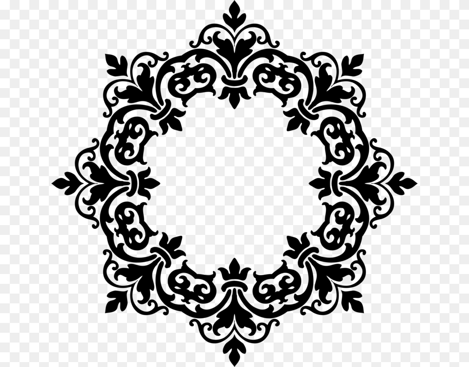 Corners Vector Damask Border Black And White Pattern Design, Gray Free Png