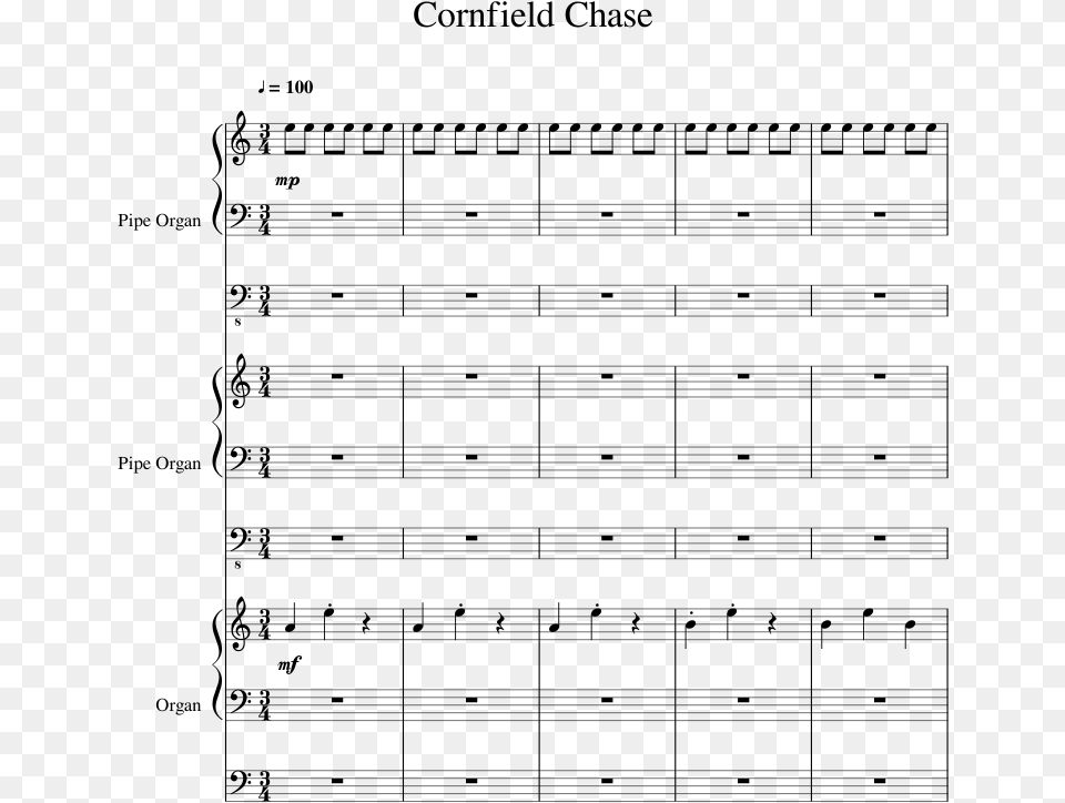 Cornfield Chase Sheet Music 1 Of 20 Pages Sheet Music Piano Vulfpeck Tee Time, Gray Png