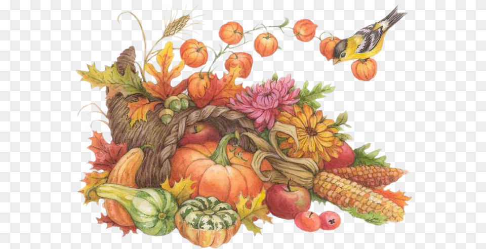 Cornucopia Clipart Service Thanksgiving Watercolor Clip Art, Fruit, Apple, Produce, Plant Free Png