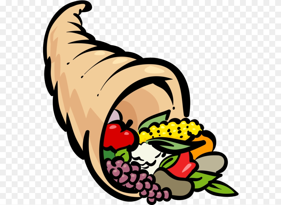Cornucopia Vector Illustration Of Horn Plenty With Cuerno De La Abundancia Clipart, Food, Sandwich Wrap, Baby, Person Png Image