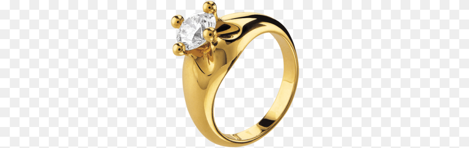 Corona 18 Kt Yellow Gold Solitaire Ring Set With A Cincin Emas Bermata Satu, Accessories, Jewelry, Diamond, Gemstone Free Transparent Png