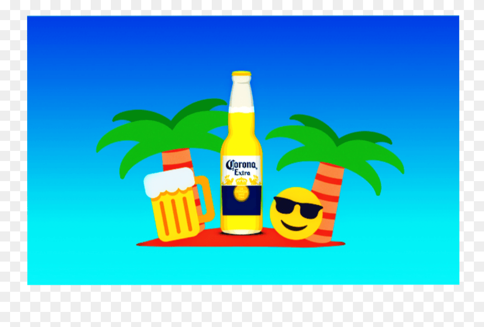 Corona Beach Emoji Relax Summertime, Alcohol, Beer, Beverage, Bottle Png