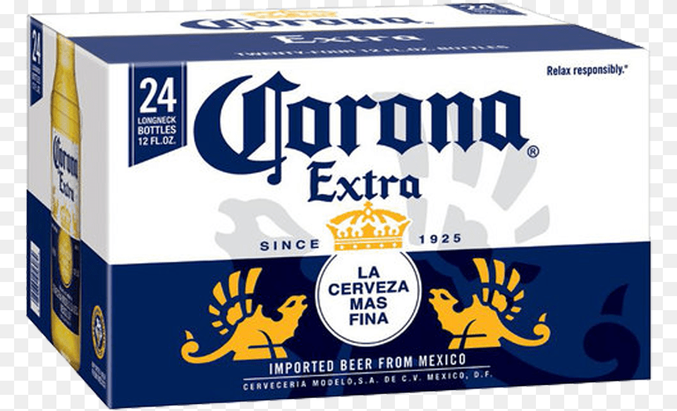 Corona Beer 24 Pack Of Corona, Box, Cardboard, Carton, Beverage Png