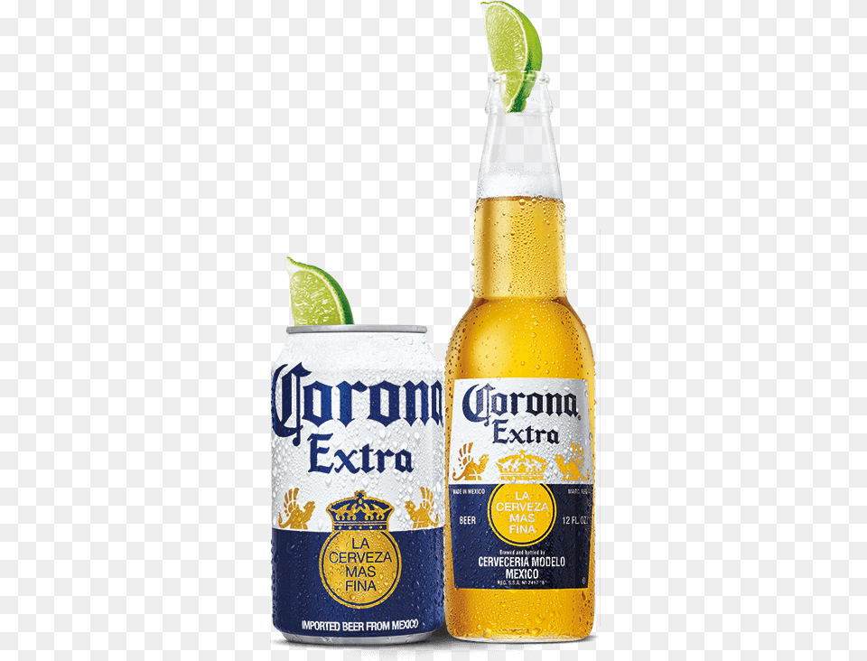 Corona Extra Bottle And Can, Alcohol, Beer, Beverage, Lager Png Image