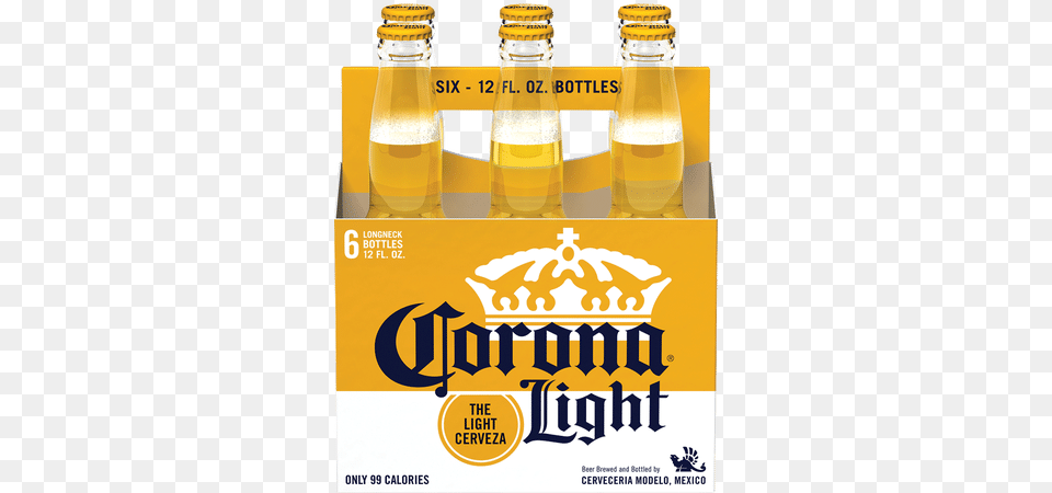 Corona Light 6pk 12oz Corona Light Beer, Alcohol, Beverage, Lager, Bottle Free Transparent Png