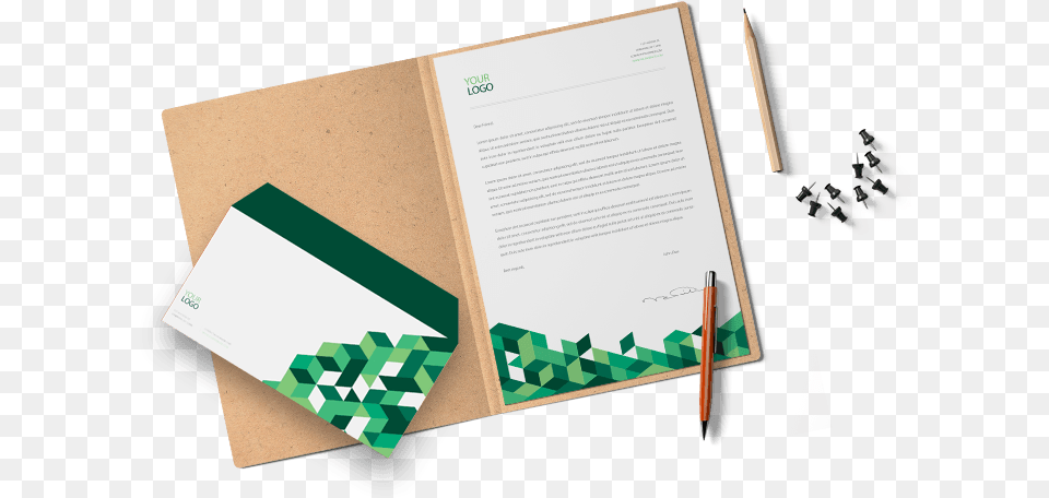 Corporate Green Letterhead And Envelope Design By Brandlume Brochure, Advertisement, Text, Poster Png Image
